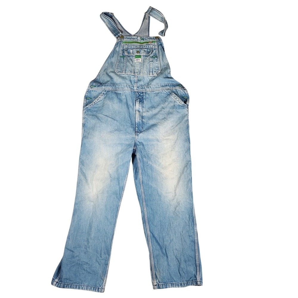 Liberty Overalls Mens Approx. 44x28 Denim Bib Overalls Light Carpenter Blue EUC
